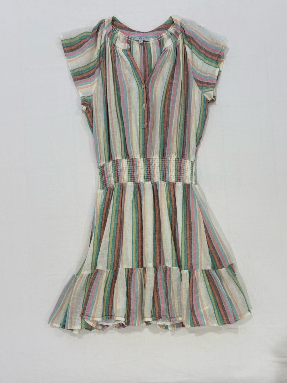 Rails Augustine Dress - Striped Smocked Waist Summer Dress in Pastel Multicolor